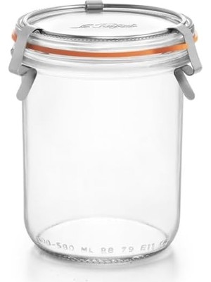 3 Klipsli Cam Kavanoz 580 ml (2 Adet)