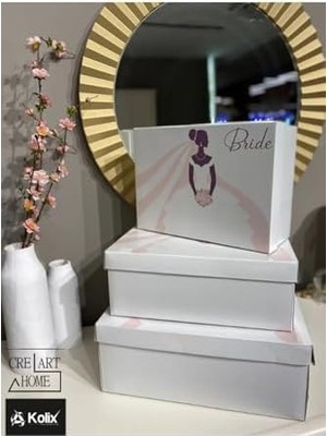 Gelin Bohçası - Gelin Kutusu - Çeyiz Kutusu- Hediye Seti - Hediye Kutusu 3'lü Bride Set