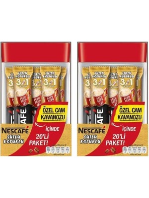 Nescafe 3ü1 Arada Sütlü Köpüklü 20LI Cam Kavanoz 2li Paket