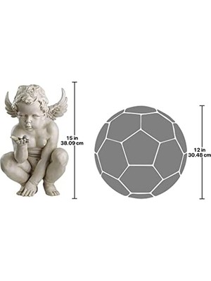 EU4360 Life's Mysteries Cherub Bahçe Heykeli, 38 Cm, Poliresin, Antik Taş