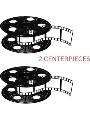 2 Parça Ödül Gece Film Makarası Film Şeridi ile Orta Parça Kırmızı Halı Hollywood Parti Dekorasyonları, 9" ve 15", Siyah/beyaz