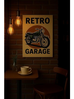 Tablo (Mdf) Tek Parça Retro Tasarım (Retro Garage) 20CM x 30CM