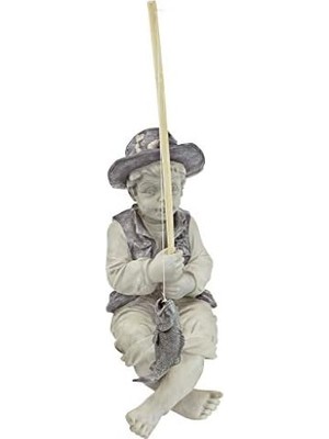 Frederic Avignon Boy Balıkçı Bahçe Heykeli, 38 Cm, Poliresin, Iki Tonlu Taş
