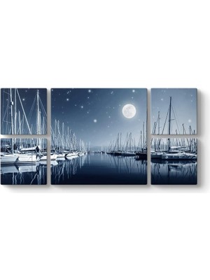 Gece Liman Manzarası 126 x 63-5 Parçalı