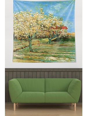 Pelangi Meyve Çiçekleri Orchard In Leke Tutmaz Kumaş Duvar Örtüsü Duvar Halısı Tapestry GOGH007, 35 x 50