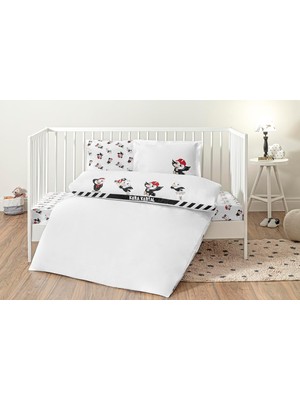 Taç Stripe Standart Pamuk Nevresim Takımı, Siyah, Beyaz, Bebek