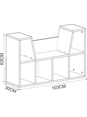 Livora Minderli Kitaplık - Oturma Alanlı 103 cm Minimalist Tasarım,