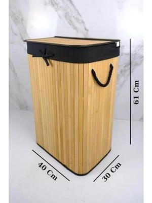 El Yapımı Hasır Katlanır Çamaşır Sepeti Dikdörtgen 72 Litre (40CM*30CM*61CM), Doğal Malzemeden Üretilmiş Çamaşırlık (- Siyah)