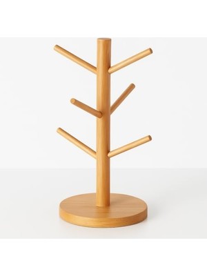 Ahşap Bambu Kupa Bardak Askısı 6'lı Stand Doğal Mutfak Tezgahı Için Kupa Standı Bardak Tutucu Modern Dekoratif Dayanıklı Kolay Kurulumlu Organizer (Yuvarlak)