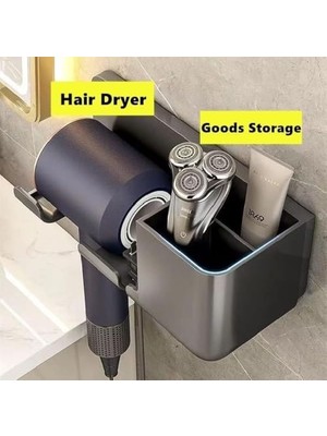 Saç Kurutma Makinesi Tutucu Banyo Organizeri: Duvara Monte Edilebilir, Pratik Depolama Çözümü