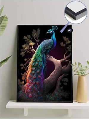 (PSTER1824) Tavus Kuşu Ihtişamı Hayvan Çerçeveli Tablo - Çerçeveli Poster 40 x 50