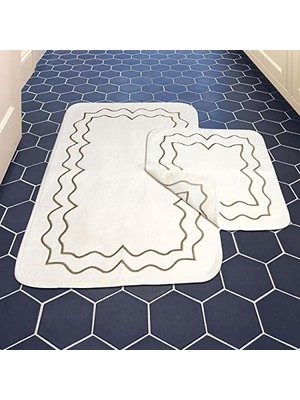 2'li Nakışlı (60 x 100CM) Banyo Paspas Seti
