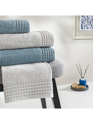 Taç Chain Pure Pamuk Aile Seti Gri Mavi Xxl