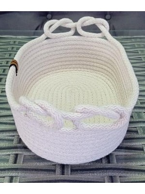 Ev Hasır Düğüm Sepet Krem Jüt Kordon Halat Ip Düzenleyici