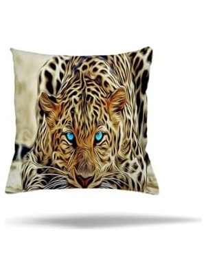 Pelangi Leopar Desen Gizli Fermuarlı Yastık Kılıfı Kırlent Kılıfı Koltuk Yastık Kılıfı, Leopar 45 x 45