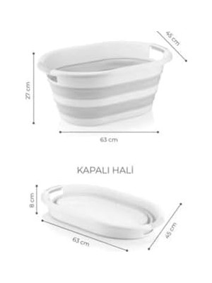 38 Lt Katlanabilir Silikon Plastik Kirli Temiz Çamaşır Sepeti Silikon Katlanır Akordiyon Sepet