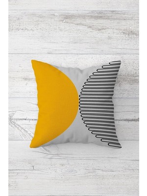 Pelangi Geometrik Çift Tarafı Baskılı Gizli Fermuarlı Yastık Kılıfı Kırlent Kılıfı Koltuk Yastık Kılıfı, Gri-Hardal 45 x 45