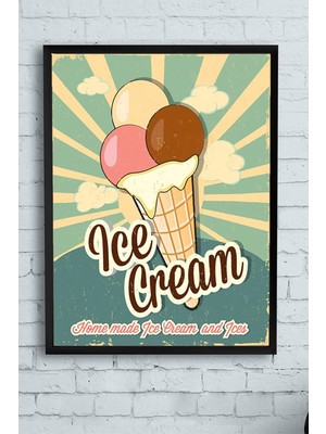 (PSTER11292) Ice Cream Çerçeveli Tablo (21X30CM)