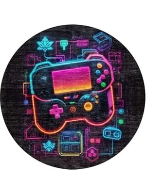 Perk Gamer Halısı Şönil Pamuk Tabanlı Kaymaz Yuvarlak Gaming Oyuncu Odası Halısı 100X100
