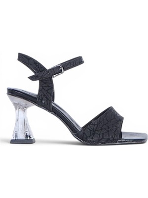Ayakcenter Byn Ayışığı BY41 Siyah 10CM Kadın Topuklu Sandalet