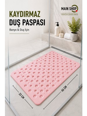 MAİN SHOP Vantuzlu Banyo ve Duşa Kabin Dikdörtgen, Küvet Içi Kaydırmaz Pembe 36x66 cm M-141