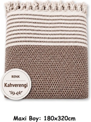 Mandaş Tekstil Pamuklu Kaymaz Hasır Dokuma Maxi Boy Kolları Örten Koltuk Örtüsü (180X310) - Kahverengi