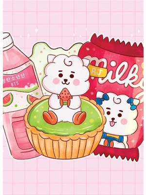 Universal Rj Jın Bts BT21 Fanart Baskı Tablo Ahşap Poster Dekoratif KOD1274