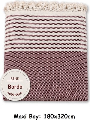 Mandaş Tekstil Pamuklu Kaymaz Hasır Dokuma Maxi Boy Kolları Örten Koltuk Örtüsü (180X310) - Bordo