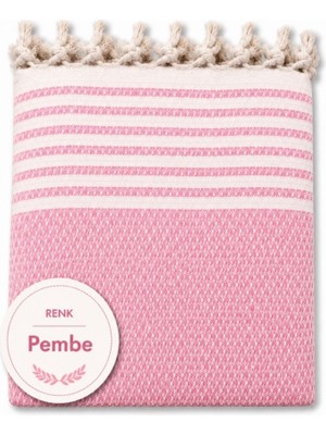 Mandaş Tekstil Pamuklu Kaymaz Hasır Dokuma Maxi Boy Kolları Örten Koltuk Örtüsü (180X310) - Pembe