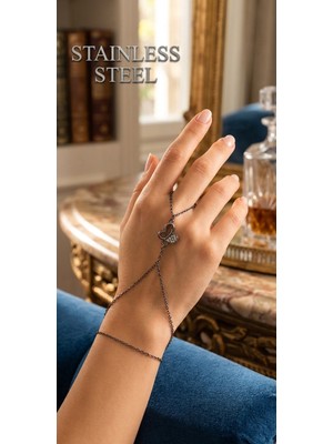 Stainless Steel Gümüş Renk Kelebek Motif Paslanmaz Çelik Şahmeran