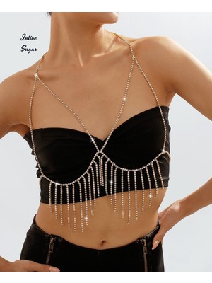 Intive Lingerie Intive Sugar Gold Sarkık Taşlı Zincir Detaylı Vücut Sütyenli Vücut Aksesuarı