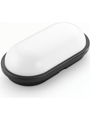 Skygo 15W Siyah IP65 Oval LED Tavan ve Duvar Lambası | 1500 Lümen Beyaz Işık | Su ve Toz Geçirmez Banyo Bahçe Balkon Aydınlatma Armatürü 220V