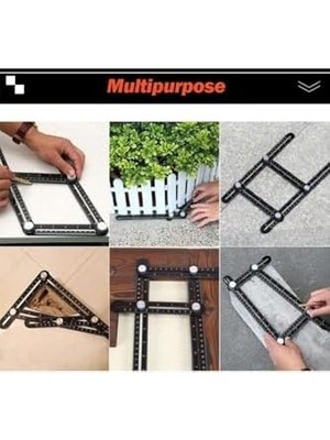 Gönye Fonksiyonlu Alüminyum Delik Ayarlayıcı Şablon Cetveli 6 Yönlü Ölçüm Cihazı Ayarlı Açılı Şablon