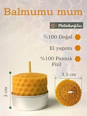 Skygo (12 Adet) Sarma Tealight Mum 3,5cm X3CM Doğal Petek Mum