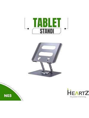 Skygo 360 Derece Sonsuz Pozisyonda Dönebilen Katlanabilir Metal Alaşımlı Yükseklik ve Açı Ayarlı Kaydırmaz Telefon ve Tablet Standı (Tablet Standı N03)