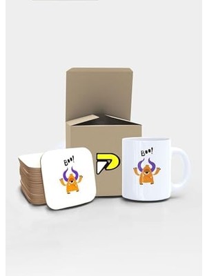 Boo Canavar Komik Tasarımlı Baskılı Kupa Bardak Seti, Eğlenceli Özel Hediye Mug