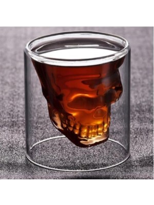 Skygo Senon Crystal Head Kuru Kafa 4’lü Shot Bardak Seti Tekila Bardağı Kuru Kafa Tasarımlı Isıya Dayanıklı Sunum Kokteyl Bardağı