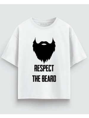 Yolo Street Oversize Unisex Siyah Tişört – Beard Baskı, %100 Pamuk Streetwear Tasarım