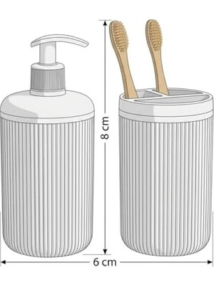 Ikili Sabunluk Seti - Modern Banyo ve Mutfak Tezgah Üstü Seti - Sıvı Sabunluk ve Losyon Şişesi - Paslanmaz Pompalı 2'li Set