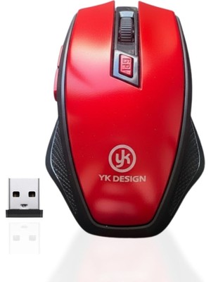Alpotekno Kırmızı Renkli Baş Parmak Destekli Ergonomik Sessiz Kablosuz Mouse – USB Alıcılı, Ofis ve Oyun Için Konforlu Bilgisayar Faresi MS6300