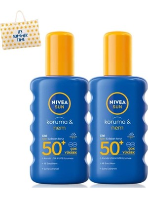 Sun Güneş Koruyucu ve Nemlendirici Vücut Spreyi 200ML, SPF50 Uva Uvb Koruması, X2ADET, Çanta Hediye