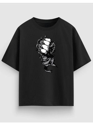 Yolo Street Oversize Unisex Siyah Tişört – Yumruk Baskı, %100 Pamuk Streetwear Tasarım