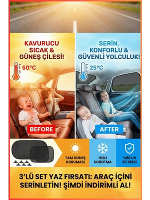 Empressco Figiza Oto Araba Yan ve Arka Cam Için Güneşlik Perde Seti 3