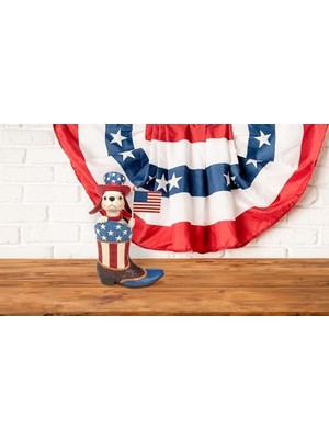 Jim Shore Heartwood Patriotic Dog Holding Flag In A Cowby Boot Figurine, 22 Cm, Çok Renkli