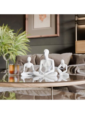 Üçlü Soyut Figür Biblo Seti – Meditasyon ve Yoga Temalı Modern Heykel | Düşünen Adam Tasarımlı Sanatsal Ev Dekoru ve Şık Hediye Seçeneği