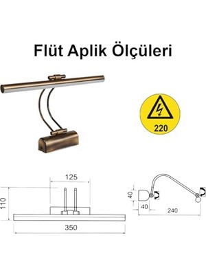 35 cm Elektrikli 3200K Gün Işığı Enerji Tasarruflu Flüt LED Aplik Banyo Tablo Çalışma Masası Duvar Sanat Eseri Ayna Dekoratif ve Modern Aydınlatma (Eskitme)