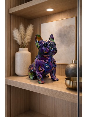 Pop Art & Graffiti Desenli Köpek Biblo – Renkli Modern Dekoratif Ev Aksesuarı