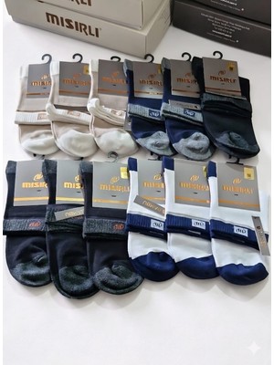 Mısırlı;  Bambu Erkek Kısa Konç Çorap; Yazlık; Asorti 12'li PAKET41-45