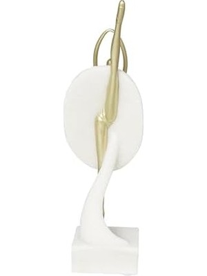Deco 79 Polystone Dancer Dekoratif Heykel Bale Ev Dekoru Heykeli Altın Vurgulu, Vurgu Heykelcik 10,16 cm x 10,16 cm x 35,56 Cm, Krem