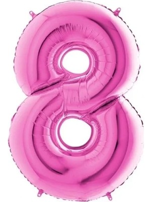 BenimMarifetlerim 8 Rakamı Pembe Folyo Balon 40 Inch 90 cm